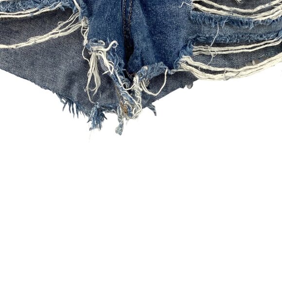 BlankNYC Hi Rise Distressed Denim Shorts Women's Size 28 Raw Hem‎ Jean Shorts - Picture 6 of 9